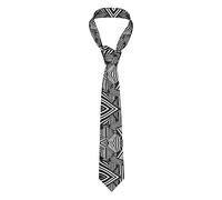 Men'S Necktie - Soft And Stylish Polyester Fiber Tie For Business And Special Occasions Black And White Geometric Lines Prints, Black, One Size, Black, One Size