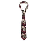 Men's Necktie WHJSSF Skulls And Roses Prints 57X3.1 inch Easy Care Polyester Tie for Suits, Weddings, Parties & Gifts