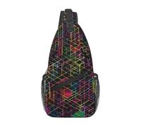 Men's Neon Maze Print Crossbody Sling Bag - Adjustable Strap Shoulder Pack with Multiple Pockets for Running Hiking Commute Daily Use