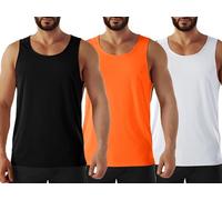 Men's Neon Swim Tank Tops Quick Dry Running Athletic Workout Gym Yoga Swimming Beach Marathon Muscle Sleeveless Shirts, 3 Pack-black/Orange/White, XXXXL