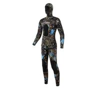 Men's Neoprene Spearfishing Wetsuits Camo Diving Suit Split with Hooded and Chest Pad for Cool Water Freediving Snorkeling(7MM,L)