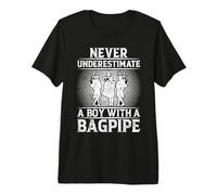 Mens Never Underestimate A Boy with A Bagpipe - Bagpiper Premium T-Shirt