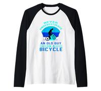 Mens Never Underestimate An Old Guy On A Bicycle Funny Cycling Raglan Baseball Tee