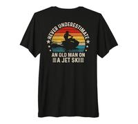 Mens Never Underestimate an Old Man On A Jet Ski (On Back) Premium T-Shirt