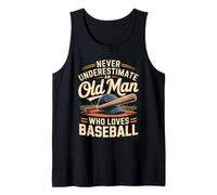 Mens Never Underestimate an Old Man Who Loves Baseball Tank Top