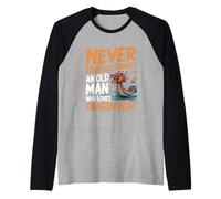 Mens Never Underestimate an Old Man Who Loves Dragon Boat Raglan Baseball Tee