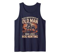 Mens Never Underestimate an Old Man Who Loves Hog Hunting Tank Top