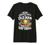 Mens Never Underestimate an Old Man Who Plays Softball Premium T-Shirt