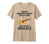 Mens Never Underestimate an Old Man Who Plays Ukulele, Uke Player Premium T-Shirt