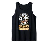 Mens Never Underestimate an Old Man with A Basset Hound Dad Tank Top