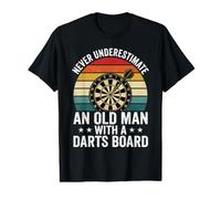 Men's Never Underestimate an Old Man with A Darts Board Value Graphic T-Shirt