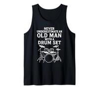 Mens Never Underestimate an Old Man with a Drum Set Tank Top