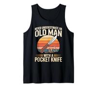 Mens Never Underestimate an Old Man with A Pocket Knife Tank Top