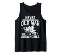 Mens Never Underestimate an Old Man with a Snowmobile Funny Humor Tank Top