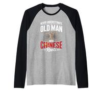 Mens Never Underestimate an Old Man with Chinese Roots Raglan Baseball Tee