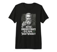 Mens Never Underestimate an Old Man with Irish Whiskey Drinker Premium T-Shirt
