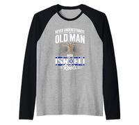 Mens Never Underestimate an Old Man with Israeli Roots Raglan Baseball Tee