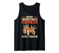 Mens Never Underestimate an Old Man with Tractor Tank Top