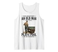 Mens Never Underestimate Old Man Who Still Play Pool in Seventies Tank Top
