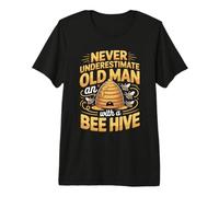 Mens Never Underestimate Old Man with A Bee Hive Beekeeper Premium T-Shirt
