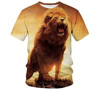 Mens New 3D Printed Animal Lion T-Shirt Casual Short Sleeve Top, Multicolor1, XL