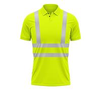 Mens New Hi Vis High Visibility Safety Work Wear Short Sleeve 2 Tone Contrast Polo Shirts Top S-2XL Yellow