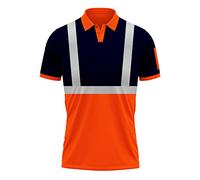 Mens New Hi Vis High Visibility Safety Work Wear Short Sleeve 2 Tone Contrast Polo Shirts Top S-2XL