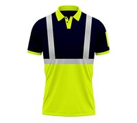 Mens New Hi Vis High Visibility Safety Work Wear Short Sleeve 2 Tone Contrast Polo Shirts Top S-2XL