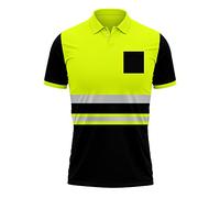 Mens New Hi Vis High Visibility Safety Work Wear Short Sleeve 2 Tone Contrast Polo Shirts Top S-2XL Yellow Black