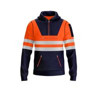 Mens New Hi Vis Safety Work Yellow Orange Pullover Hoodie Sweatshirt High Viz Reflective Tape Hoodie High Visibility Sweatshirt Top Multi Zipped Pockets