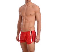 Men's New Shiny Work Out Dazzle Boxing Shorts by Gary Majdell Sport Red Medium