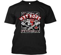 Men's New The Meteors T-Shirt Psychobilly Punk Rock RockabillyT Shirt Black