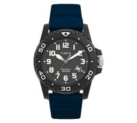 Timex Men's Main Street 42 mm Watch - Blue Silicone Strap Black Dial Black Case TW5M61100