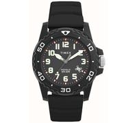 Timex Men's Main Street 42 mm Watch - Blue Silicone Strap Black Dial Black Case TW5M61100