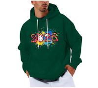 Mens New Year 2026 Print Sweatshirt UK Hooded Drawstring Fall Pullover Tops with Kangaroo Pockets British Flag Graphic 2026 Long Sleeve Winter Casual Jumpers