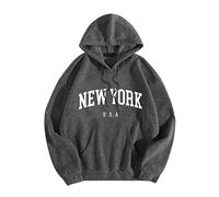 Mens New York Usa Hoodies 2025 Athletic Letter Hooded Sweaters with Designs Cute Long Sleeve Drawstring Graphic Tops Goth Pullover Trendy Cool Loose Fit Country Comfort Soft Men's Dark Gray