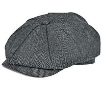 Mens Newsboy Cap High Woolen Tweed Gatsby Hat Ivy Cabbie Flat Golf Cap for Fathers Women Unisex, Herringbone Dark Grey, 7-7 1/8