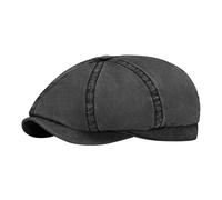 Men's Newsboy Cap Spring Summer Breathable Washed Cotton Distressed Cabbie Hat Classic 8 Panel Baseball Caps Big Head Flat Cap Golf Driving Sun Beret Hats (UK, Alpha, One Size, Black)