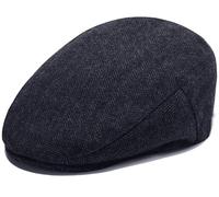 Mens Newsboy Style Flat Cap Warm Wool Grandad Cap 90s Fashion Hat Irish Driving Cap Hat (Charcoal Heringbon Newsboy X-Large)