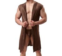 Mens Nightshirt Cotton: Loungewear Bathrobe Sleeping Robe Soft Sleeveless Mens Summer Silky Hooded Bathrobe Mens Pyjamas Set Cotton Xl Lightweight Solid Colour Sexy Mens Lightweight Dressing Gown