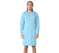 Mens Nightshirts Printed Cotton Blend Long Sleeve Pocket Nightwear Lounge wear Green