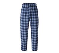 Men's Nightwear Lounge Pants Mens Checkered Pj Bottoms Soft Plaid Nightwear Causal Loose Wide Leg Elasticated Waist Plaid Pj Bottoms Jogging Warm Tracksuit Warm Lightweight Sleepwear (2A-Blue, L)