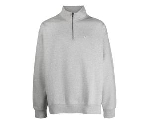 Men's Nike Solid Color Logo Embroidered Half Zipper Long Sleeves Wool Sweater Gray DQ5209-063 S