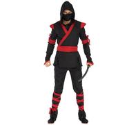 Men's Ninja Master Costume Halloween Costume Cosplay Party with Shirt, Pants, Belt, Face Mask, Halloween Dress Up (A-Black, XL)