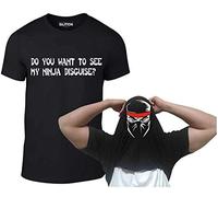 Men's Ninja Red Band Disguise Funny Flip T-Shirt (S, Black)