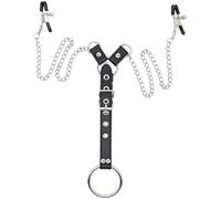 Men's Nipple Clamps Cock Cage Chastity Belt with Cock Rings Ring Chastity Cage Bondage Stainless Steel Nipple Clamps Man Sex Toy for Couples Extreme Sex 2-in-1 SM Erotic Breast Clamp