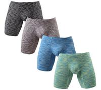 Men's No Ride Up Boxer Briefs Long Leg Underwear Low Rise Trunks with Pouch…, 01-4 Pack Mixed Color, L