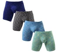Men's No Ride Up Boxer Briefs Long Leg Underwear Low Rise Trunks with Pouch…, 4 Pack Mixed Color 02, M
