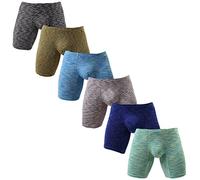 Men's No Ride Up Boxer Briefs Long Leg Underwear Low Rise Trunks with Pouch…, 6 Pack Mixed Color, XL