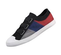Mens Non Slip Canvas Trainers with Three Adjustable Fasten Straps Comfortable Casual Walking Shoes for Summer Travel Vacation Activities White, Size 6